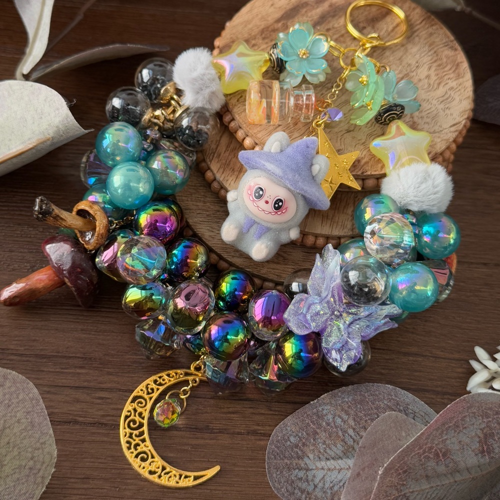 Witchy Labubu Beaded Wreath Car Hanger Decor